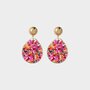 Oorbellen knop druppel fuchsia