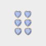 Oorbellen trio hart blauw
