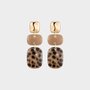 Oorbellen resin square leopard