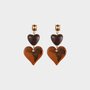 Oorbellen resin hart roestbruin